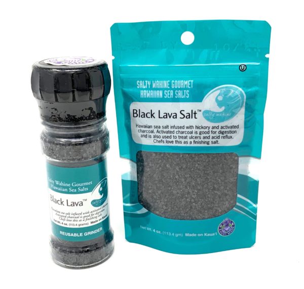 Salty Wahine Black Lava Refillable Grinder Sea Salt