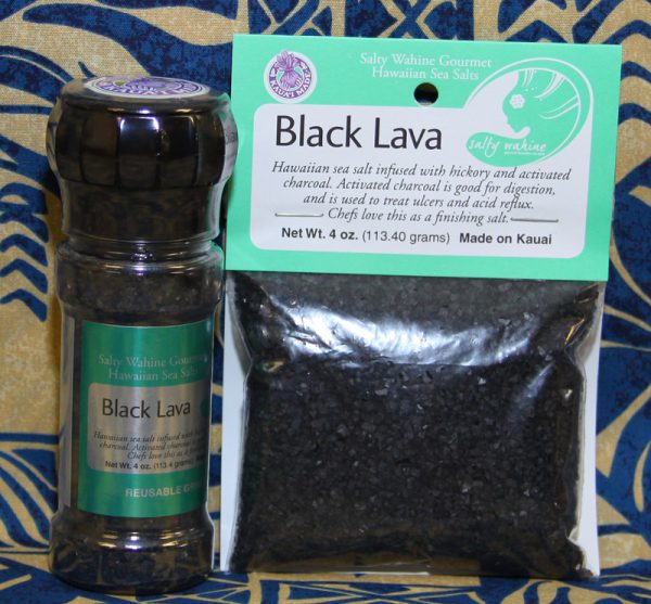 Salty Wahine Black Lava Refillable Grinder Sea Salt - Image 2