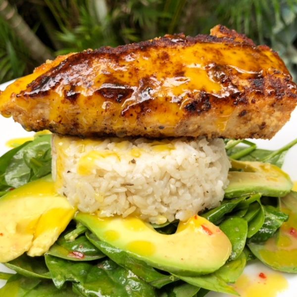 Lavender Macadamia Nut Crusted Mahi Mahi With Melted Mango Butter