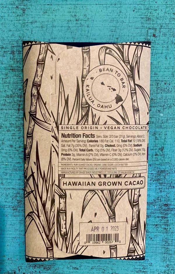 Tutu's Pantry - KōHana Rum Manoa Chocolate - 75% Hawaii Chocolate - 5