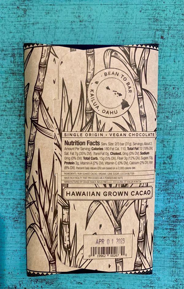 Tutu's Pantry - KōHana Rum Manoa Chocolate - 75% Hawaii Chocolate - 2