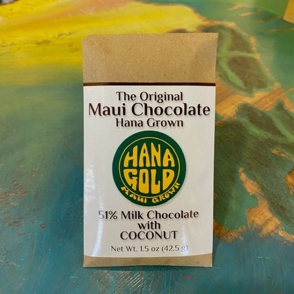 Tutu's Pantry - Hana Gold Maui Chocolates - 51% dark milk chocolate bar with coconut - 1