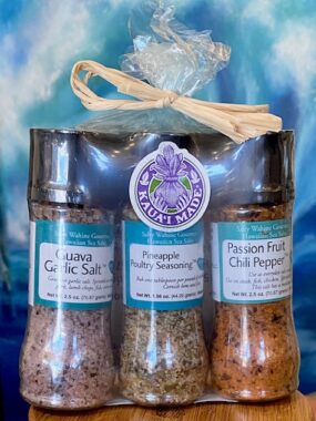 Salty Wahine Guava Garlic, Pineapple Poultry, Passion Fruit Chili Grinder Gift Set
