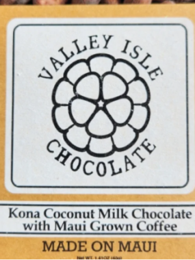 Valley Isle Chocolate - Kona Coconut Milk Chocolate With Maui Coffee