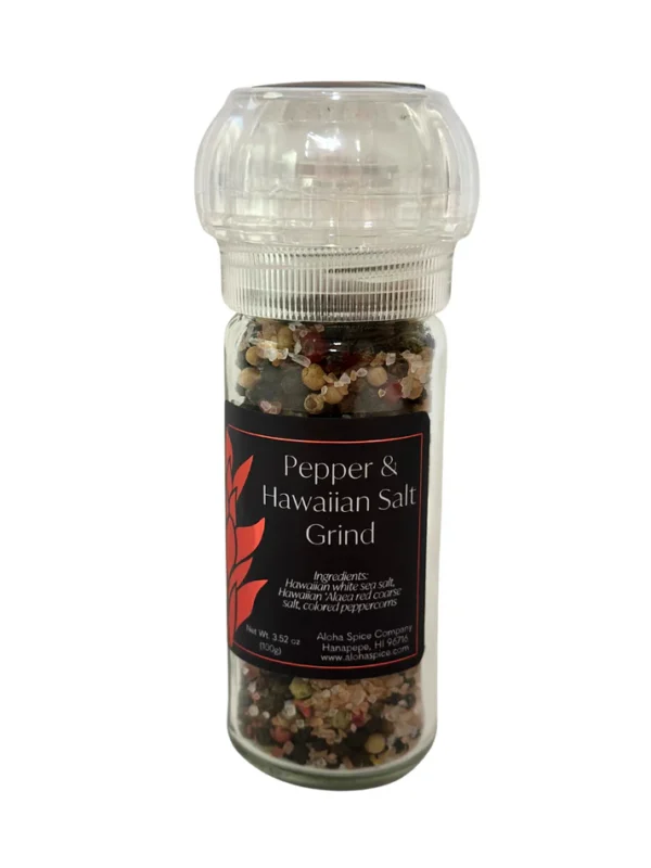 Aloha Spice Pepper and Hawaiian Salt Refillable Grinder
