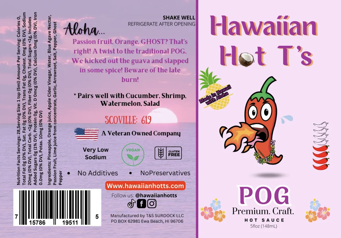 Tutu's Pantry Goodies made in Hawaii with Aloha 6 Hawaiian Hot Ts POG Hot Sauce (MEDIUM) - Image 6