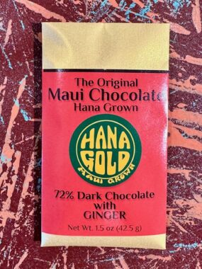 Hana Gold Maui Chocolates - 72% dark chocolate bar with ginger