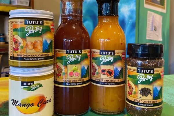 Assorted sauces and condiments on display