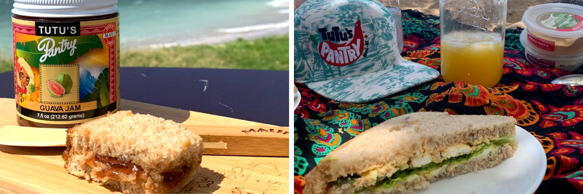 Tutu's Pantry Goodies made in Hawaii with Aloha 7 Sandwiches and jams