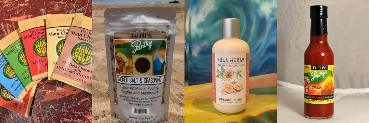 Various food and skincare products displayed