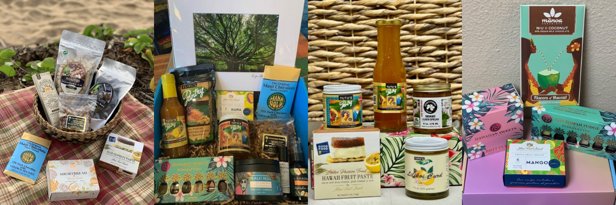 Assorted gourmet food products displayed attractively.