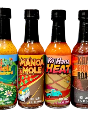 Tutu's Pantry Goodies made in Hawaii with Aloha 18 Hi Spice Mana Up Hot Sauce Gift Box